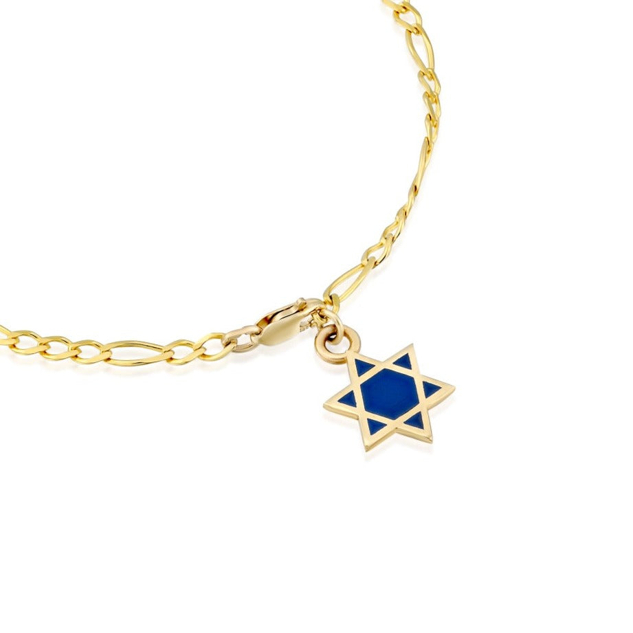 Blanch - צמיד חוליות זהב עם מגן דוד כחול - בלנש